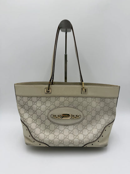 Gucci-Borsa-Horsebit-Chain-Tote-in-Pelle-Guccissima-Avorio-70135152574788 - Pally Vintage Closet