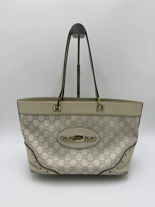 Gucci-Borsa-Horsebit-Chain-Tote-in-Pelle-Guccissima-Avorio-70135152574788 - Pally Vintage Closet