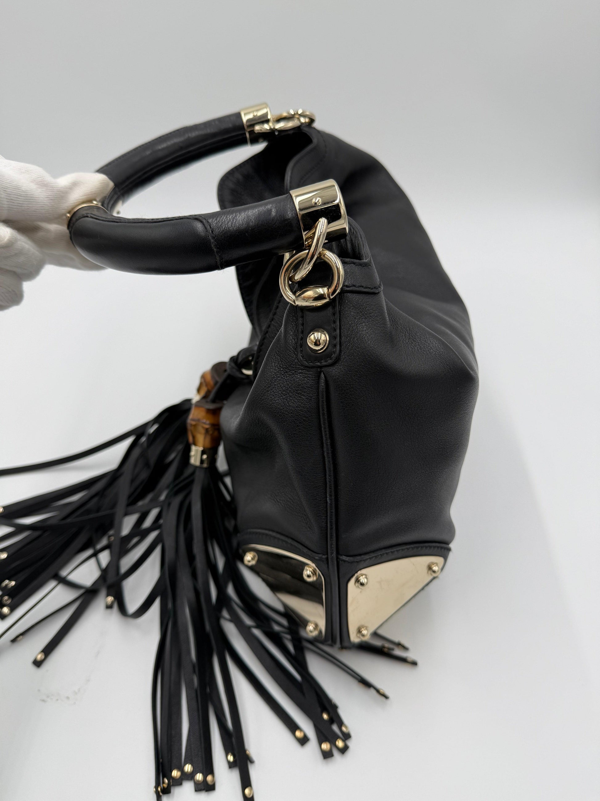 Gucci-Borsa-Indy-Top-Handle-in-Pelle-Nera-con-Dettagli-Bamboo-70493940154692 - Pally Vintage Closet