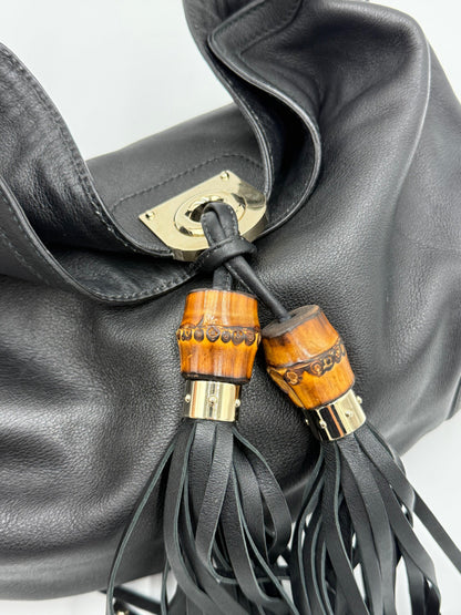 Gucci-Borsa-Indy-Top-Handle-in-Pelle-Nera-con-Dettagli-Bamboo-70493940351300 - Pally Vintage Closet