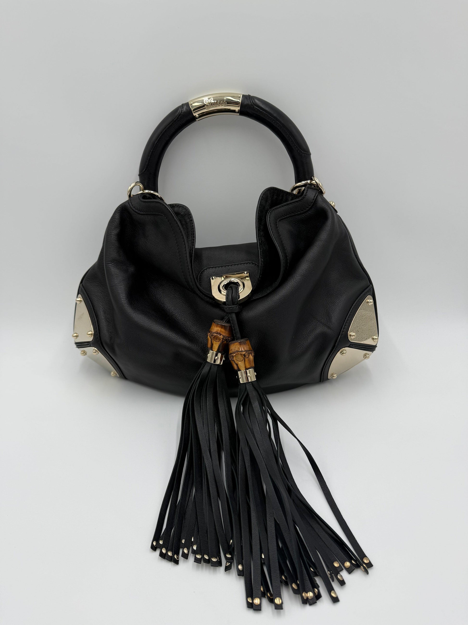 Gucci-Borsa-Indy-Top-Handle-in-Pelle-Nera-con-Dettagli-Bamboo-70493940580676 - Pally Vintage Closet