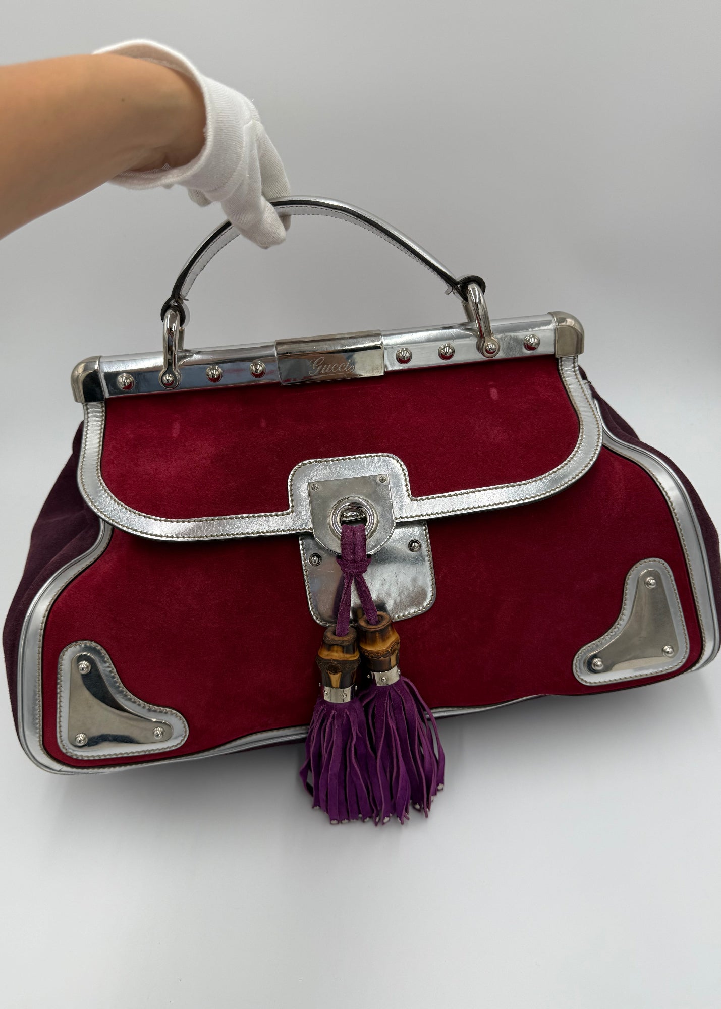 Gucci Borsa Indy Vintage Top Handle Rossa e Argento