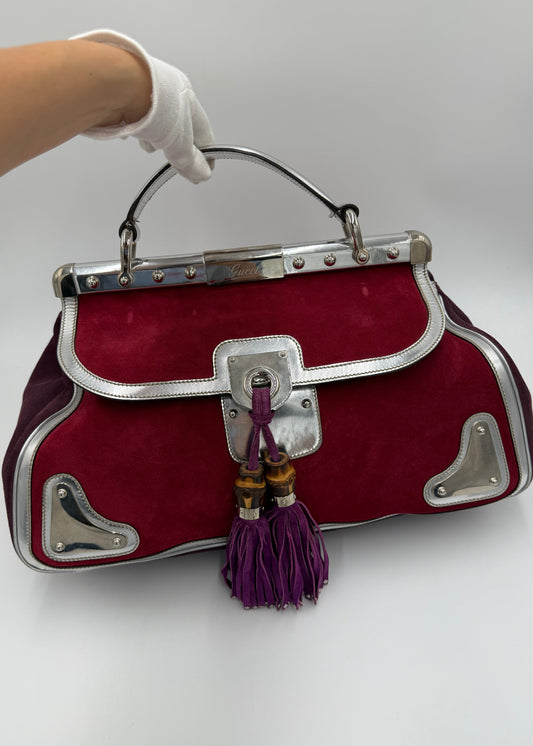 Gucci Borsa Indy Vintage Top Handle Rossa e Argento