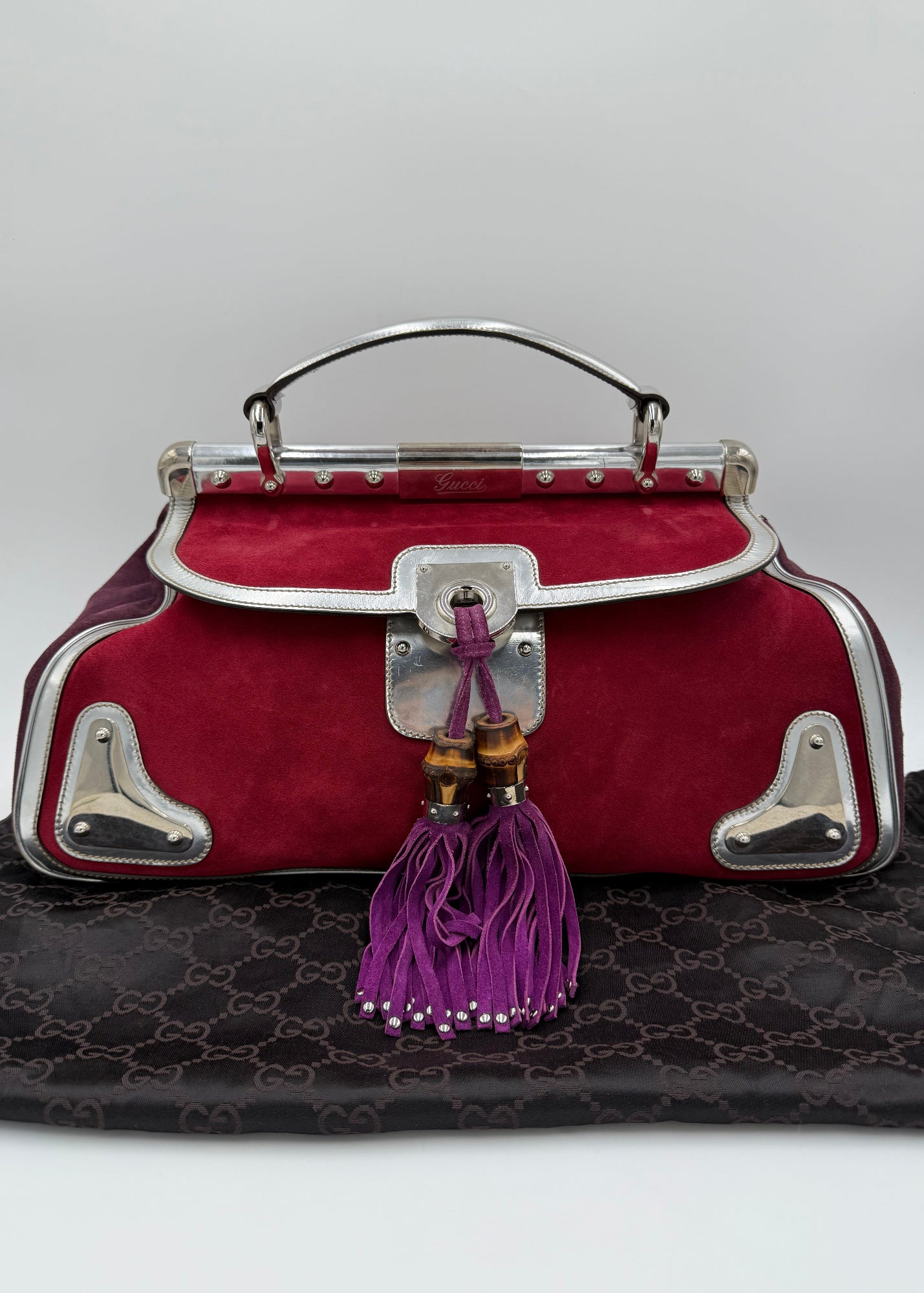 Gucci Borsa Indy Vintage Top Handle Rossa e Argento