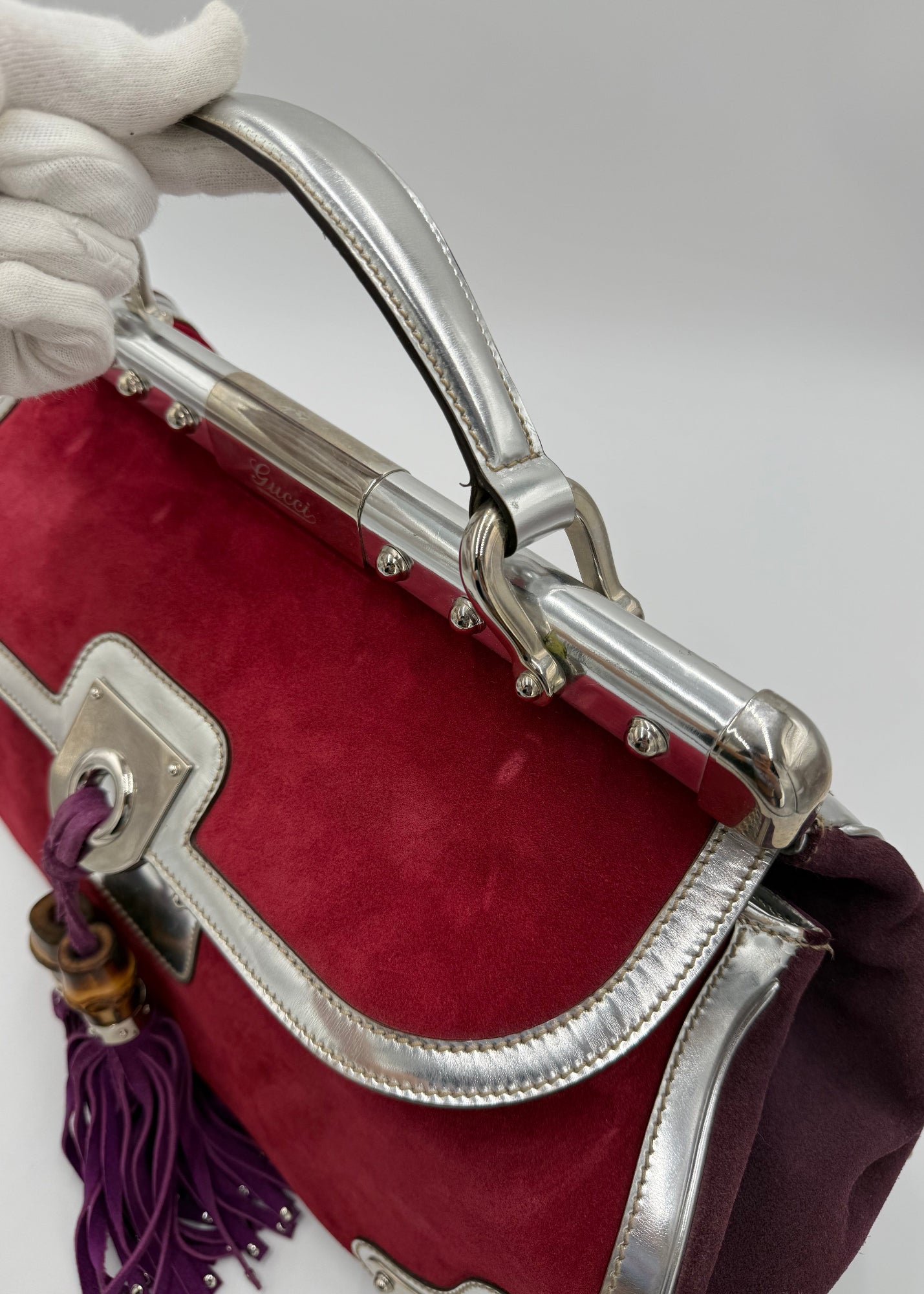 Gucci Borsa Indy Vintage Top Handle Rossa e Argento