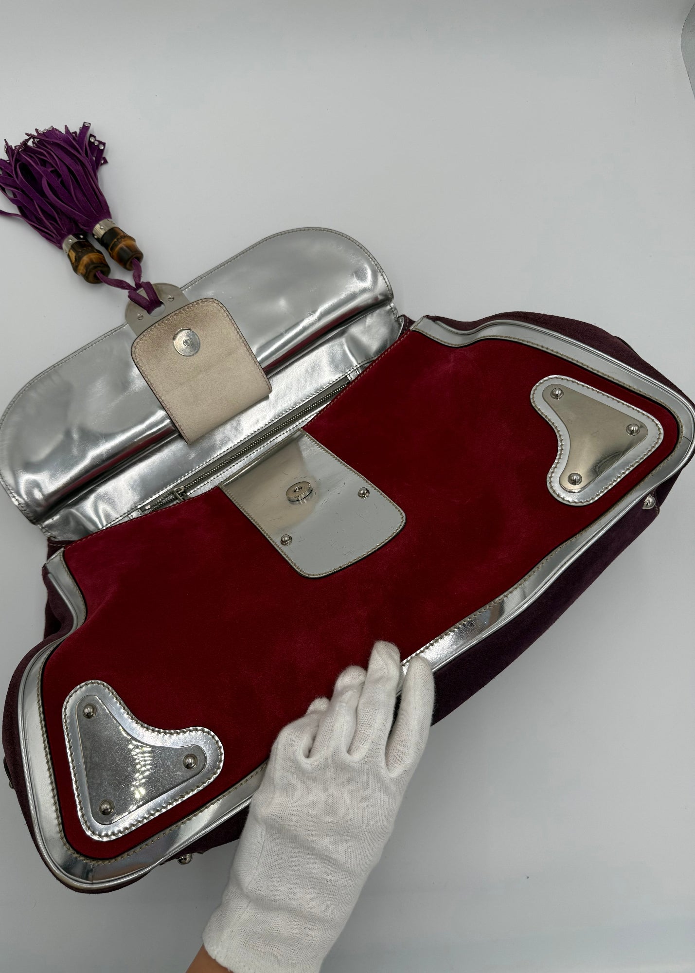 Gucci Borsa Indy Vintage Top Handle Rossa e Argento