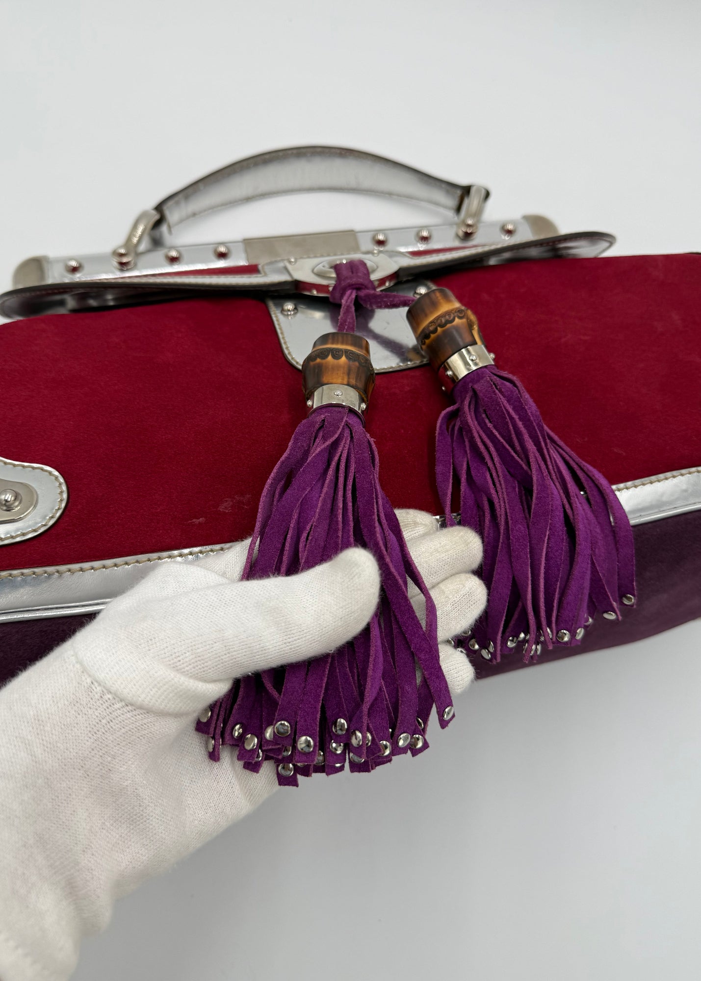 Gucci Borsa Indy Vintage Top Handle Rossa e Argento