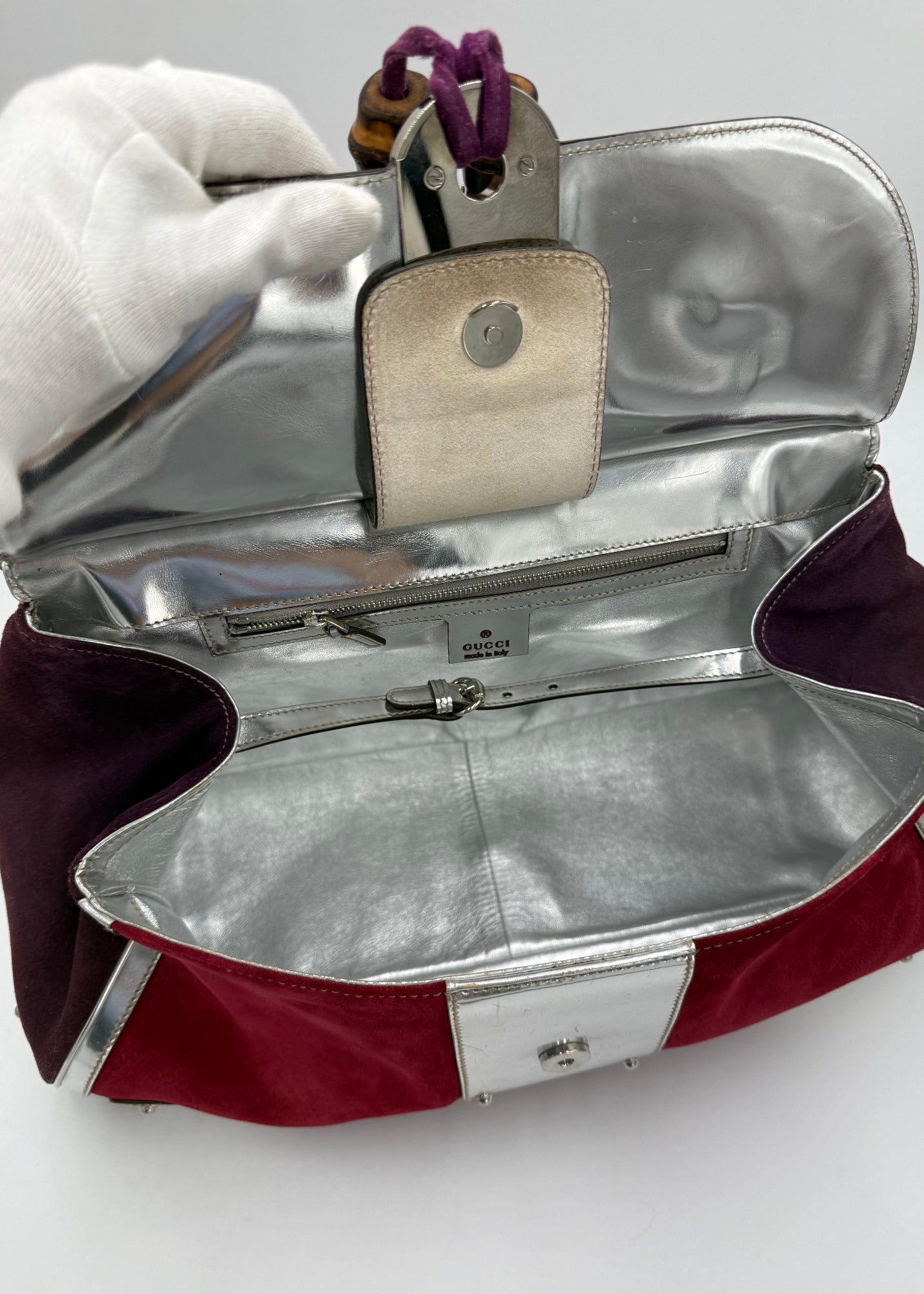 Gucci Borsa Indy Vintage Top Handle Rossa e Argento