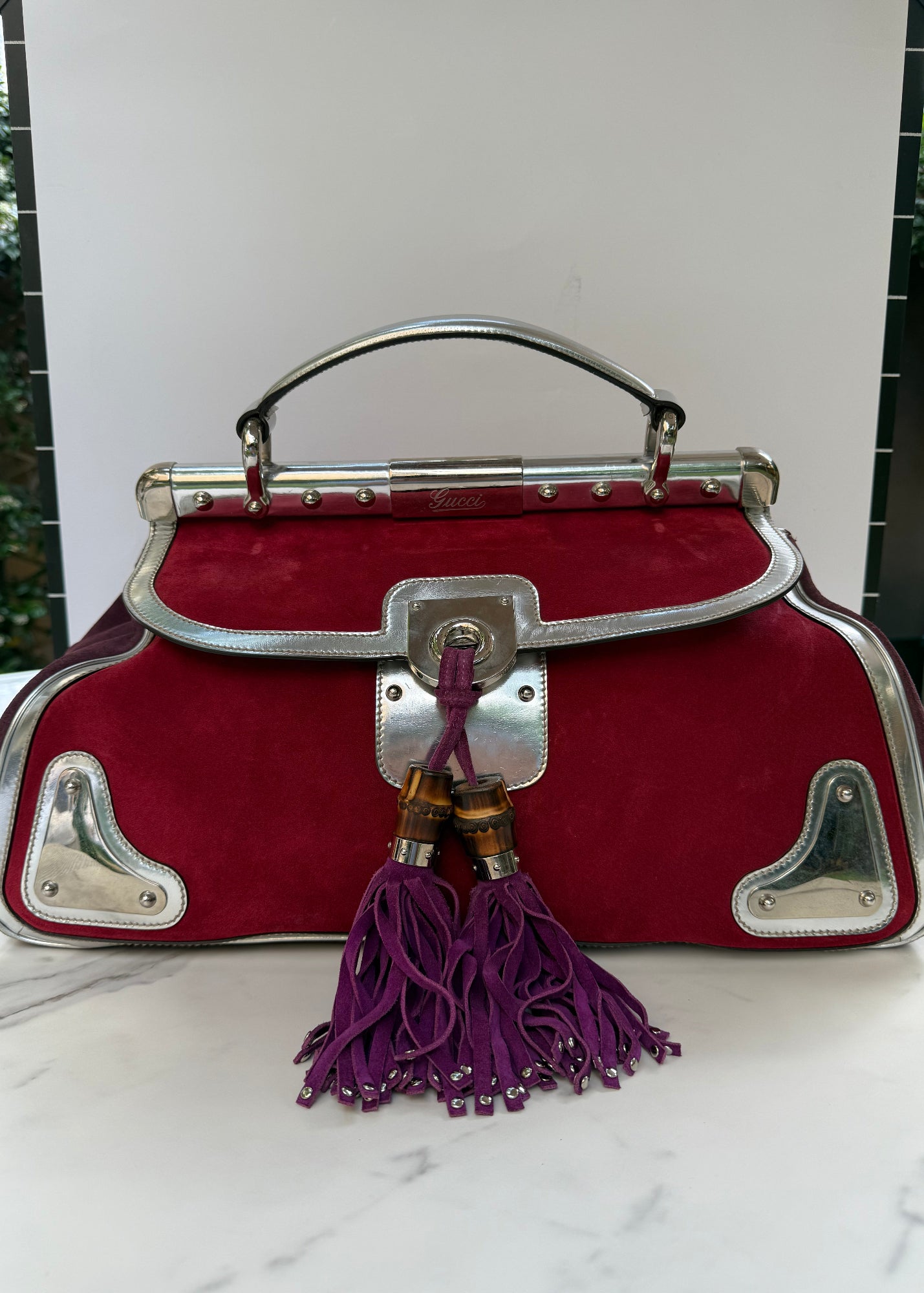 Gucci Borsa Indy Vintage Top Handle Rossa e Argento