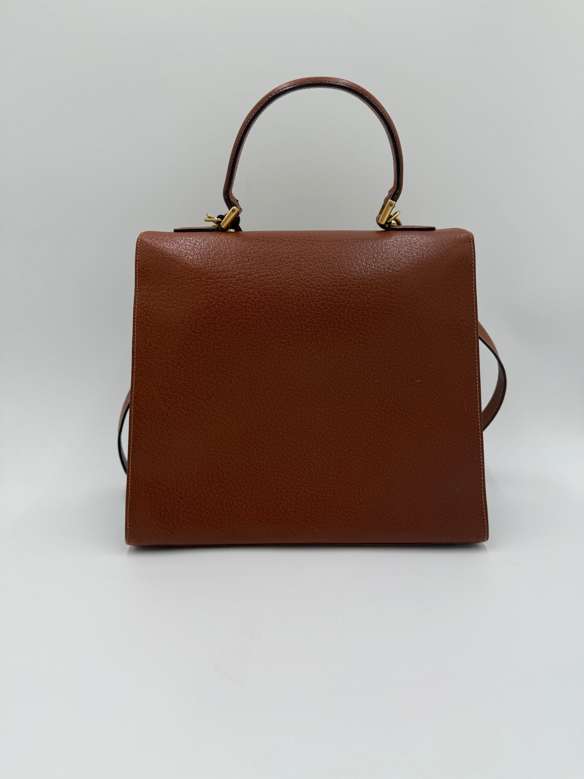 Gucci Borsa Lady Lock Vintage Top Handle in Pelle Cognac - Pally Vintage Closet