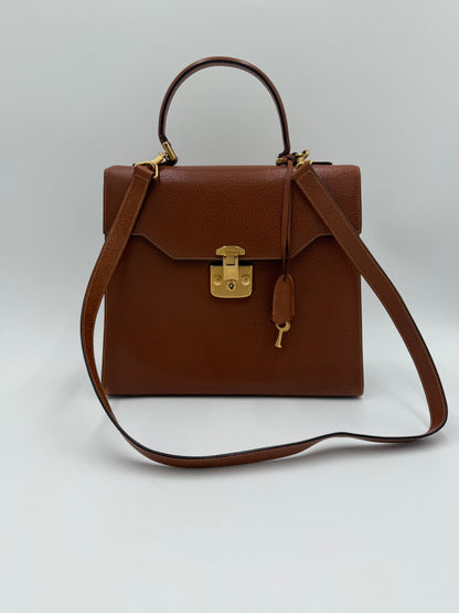 Gucci Borsa Lady Lock Vintage Top Handle in Pelle Cognac - Pally Vintage Closet
