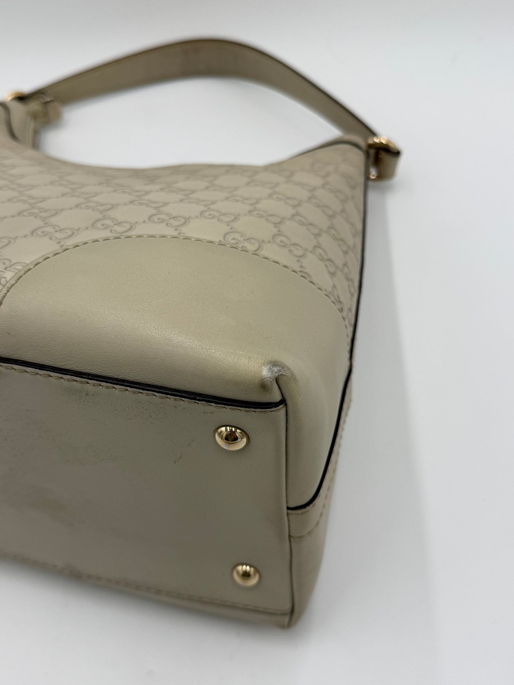 Gucci Borsa Lovely Heart Hobo in Pelle Guccissima Avorio - Pally Vintage Closet