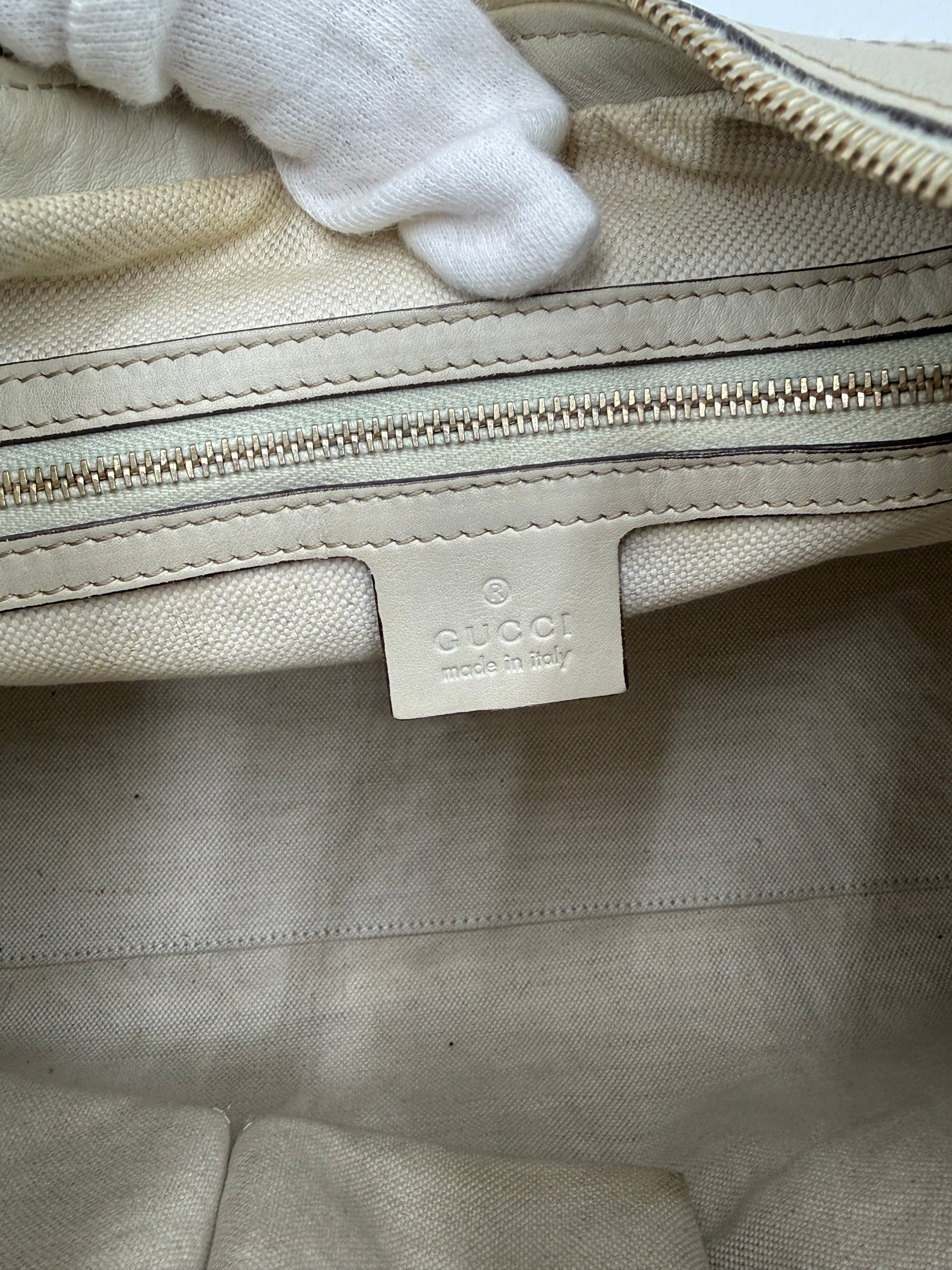 Gucci Borsa Lovely Heart Hobo in Pelle Guccissima Avorio - Pally Vintage Closet