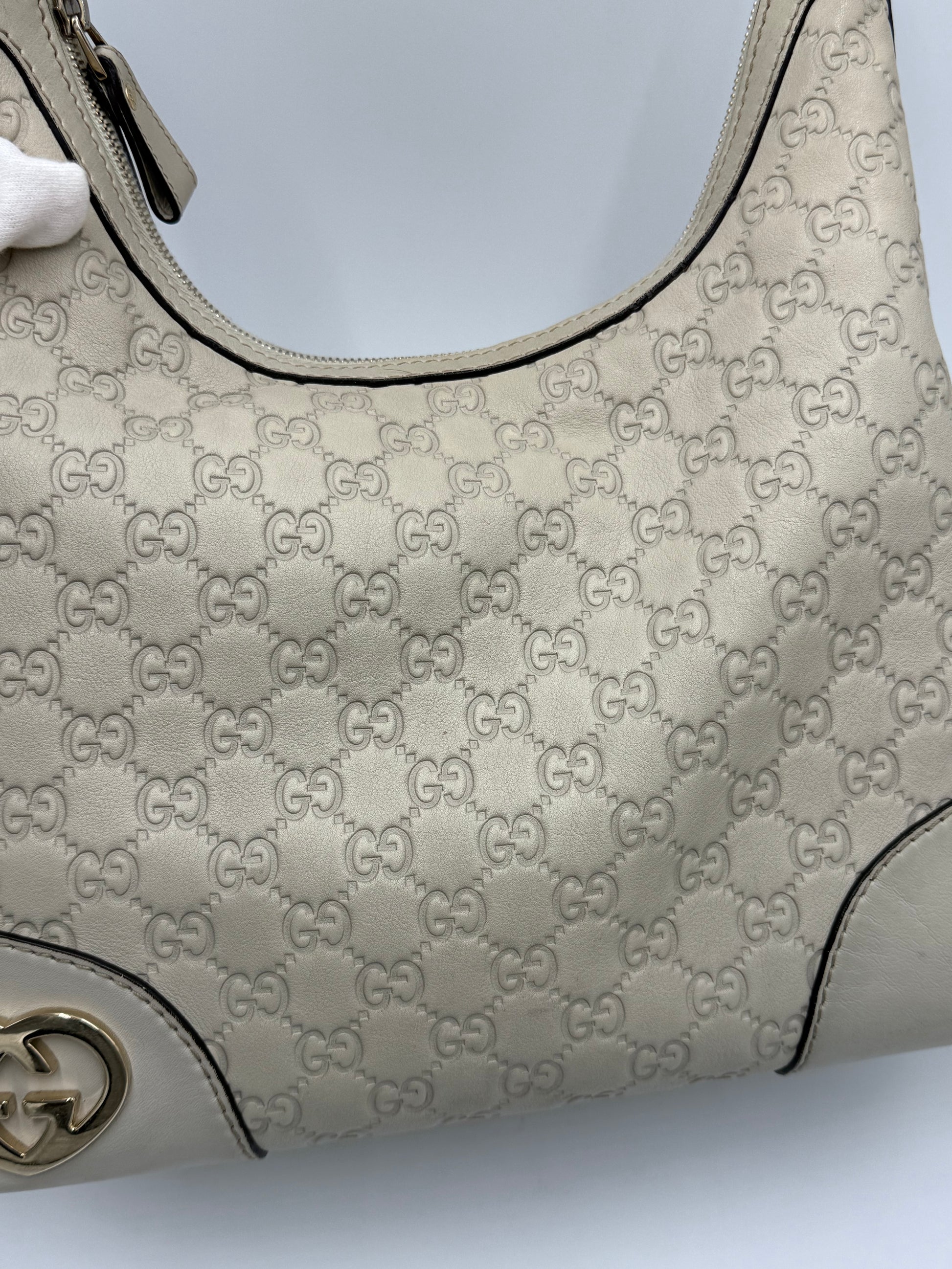 Gucci Borsa Lovely Heart Hobo in Pelle Guccissima Avorio - Pally Vintage Closet