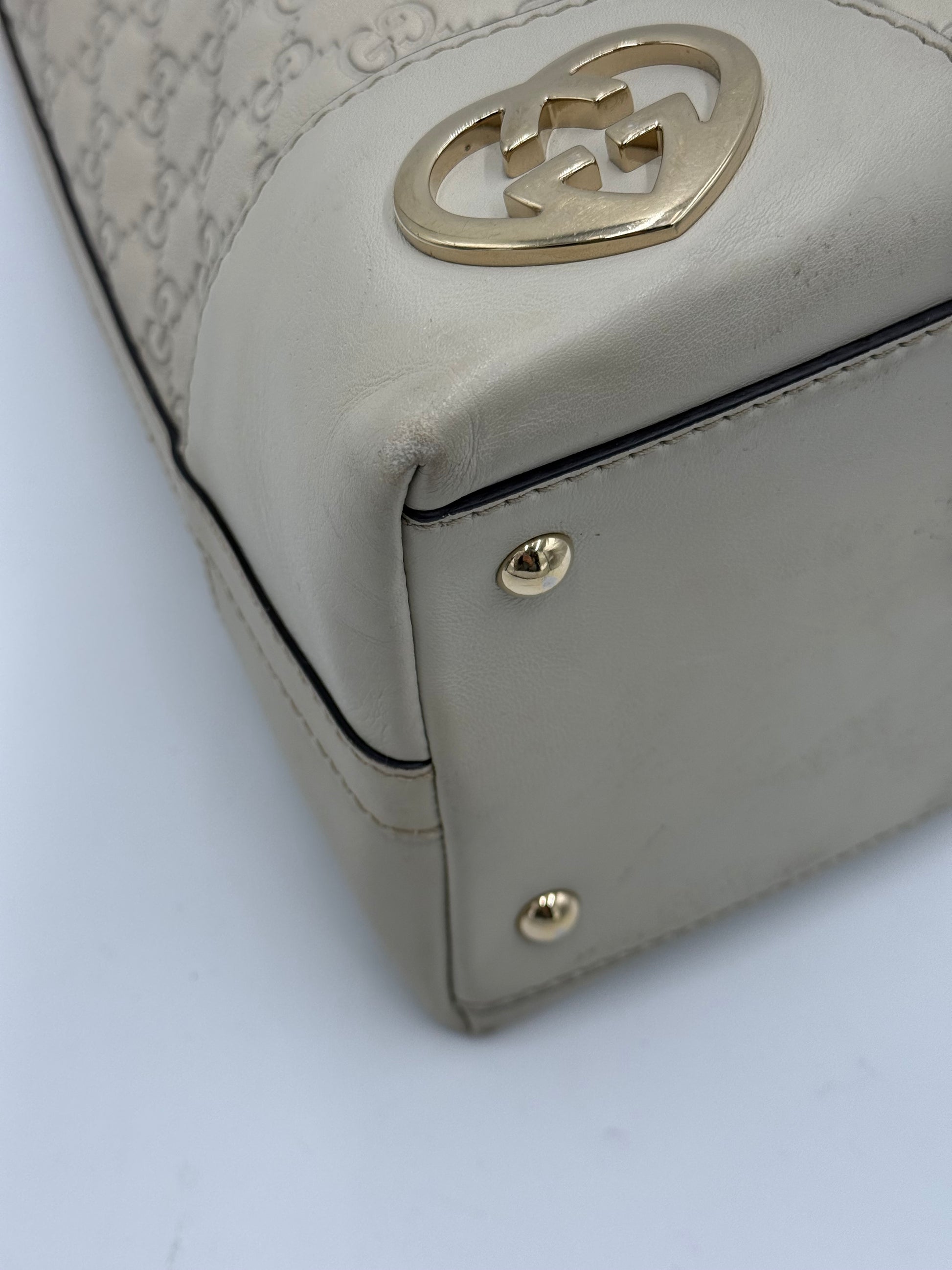 Gucci Borsa Lovely Heart Hobo in Pelle Guccissima Avorio - Pally Vintage Closet