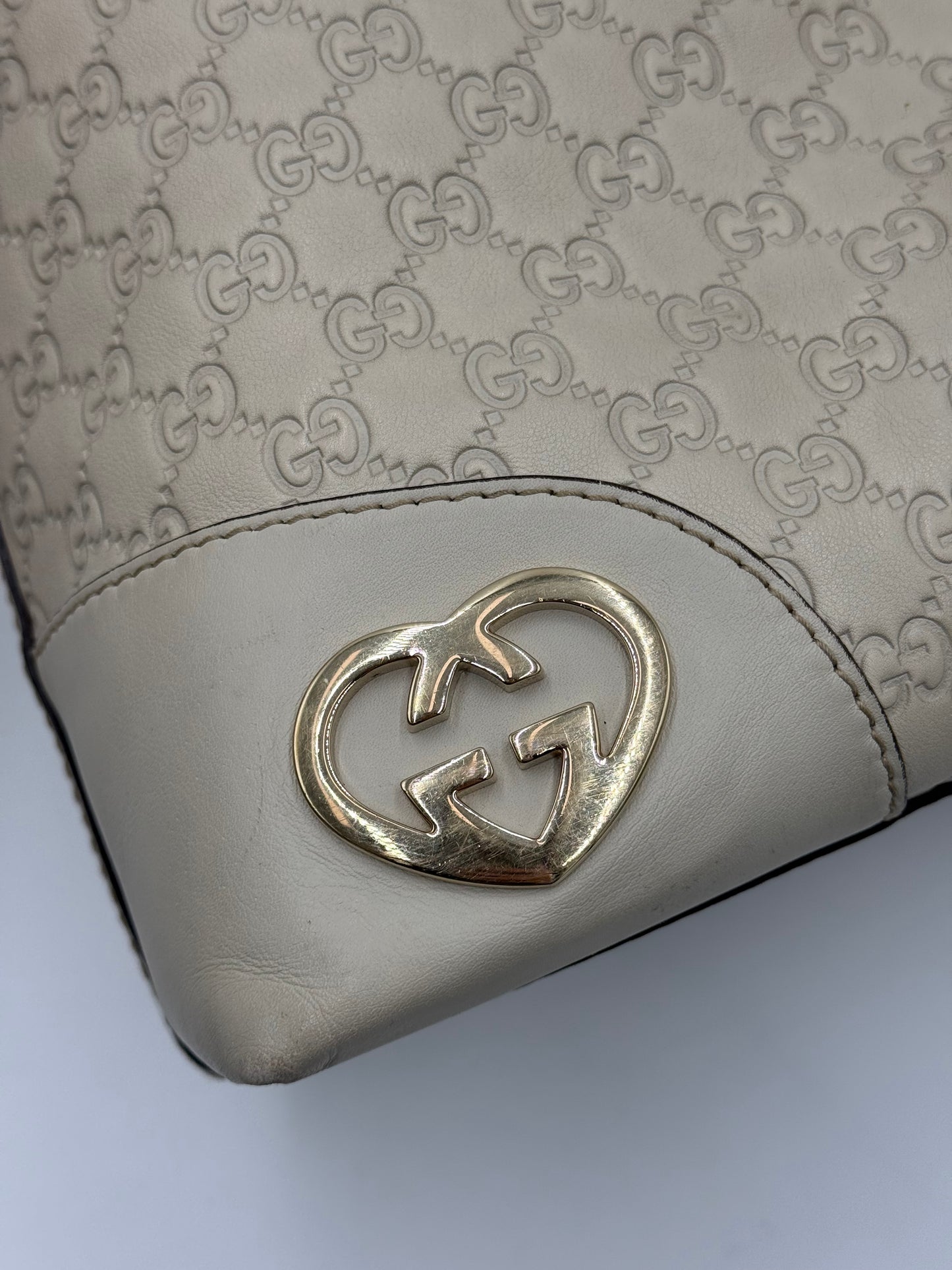 Gucci Borsa Lovely Heart Hobo in Pelle Guccissima Avorio - Pally Vintage Closet