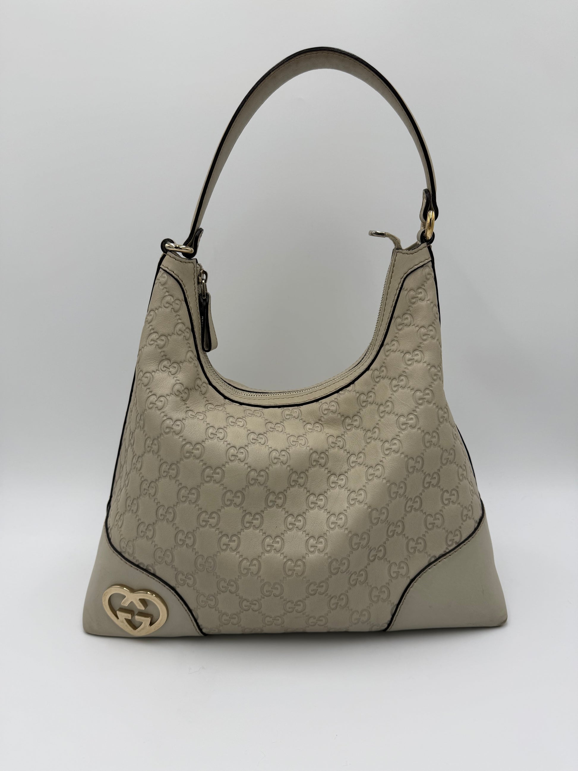 Gucci Borsa Lovely Heart Hobo in Pelle Guccissima Avorio - Pally Vintage Closet