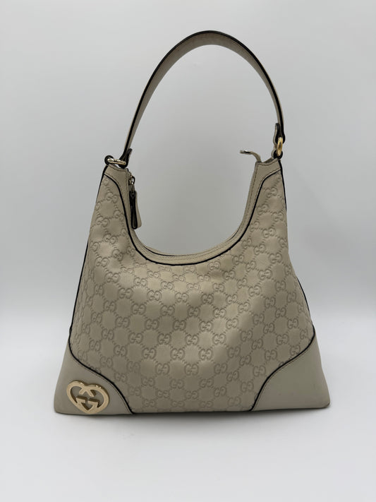 Gucci Borsa Lovely Heart Hobo in Pelle Guccissima Avorio - Pally Vintage Closet