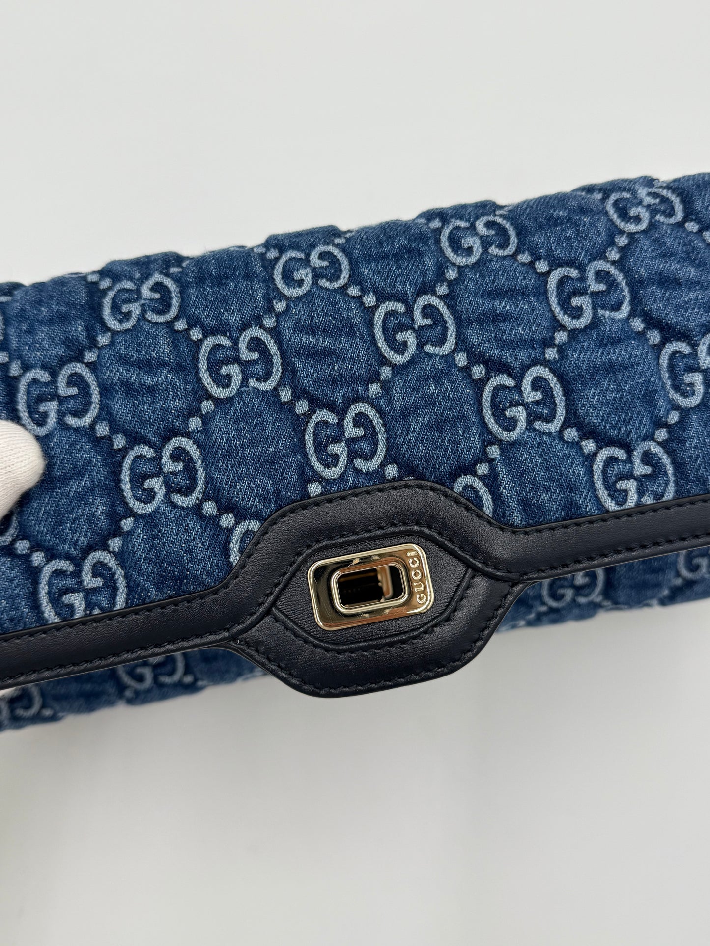 Gucci Borsa Luce a Spalla in Denim GG e Pelle - Pally Vintage Closet