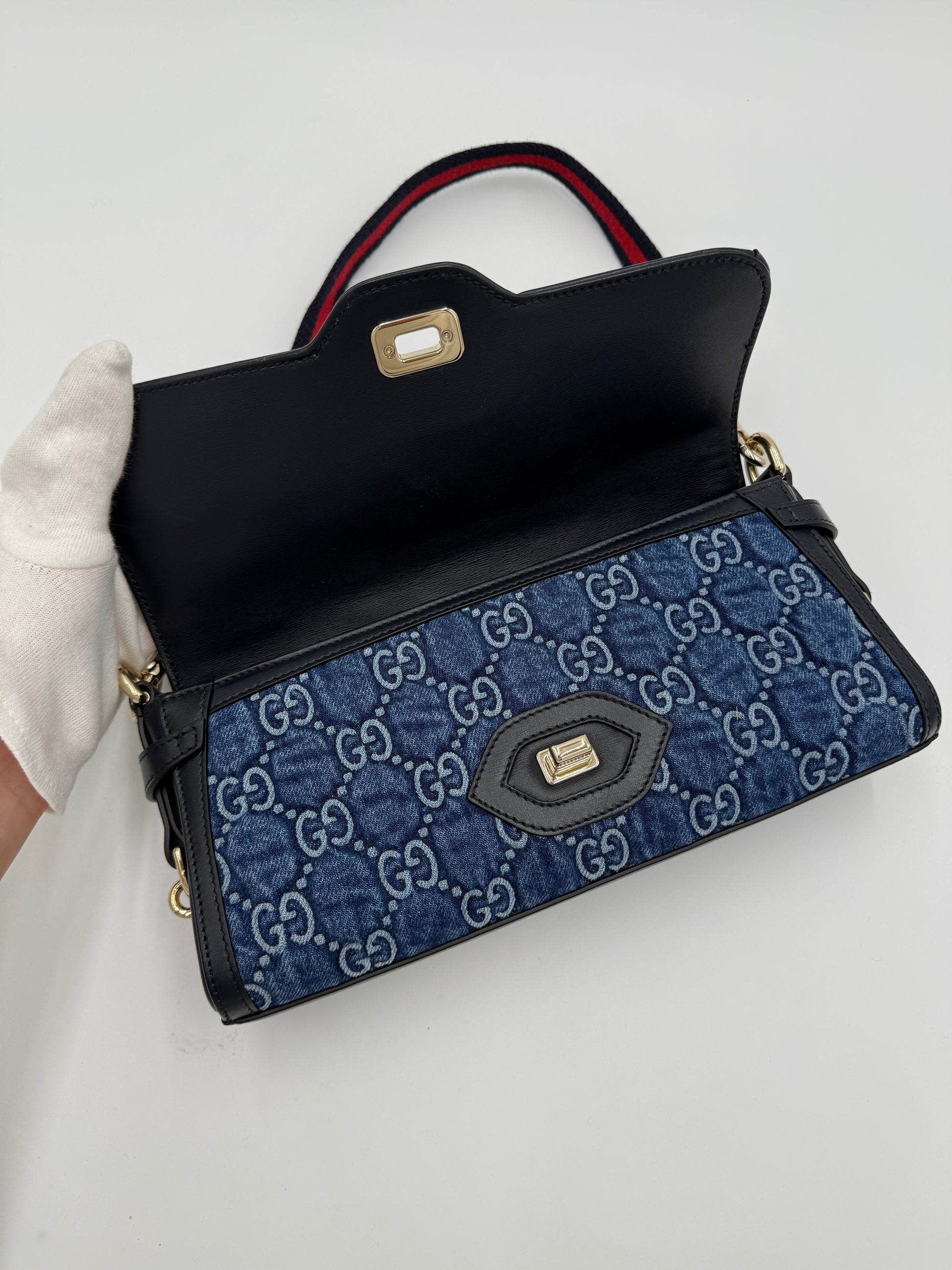 Gucci Borsa Luce a Spalla in Denim GG e Pelle - Pally Vintage Closet