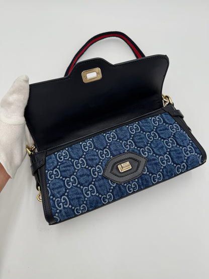 Gucci Borsa Luce a Spalla in Denim GG e Pelle - Pally Vintage Closet