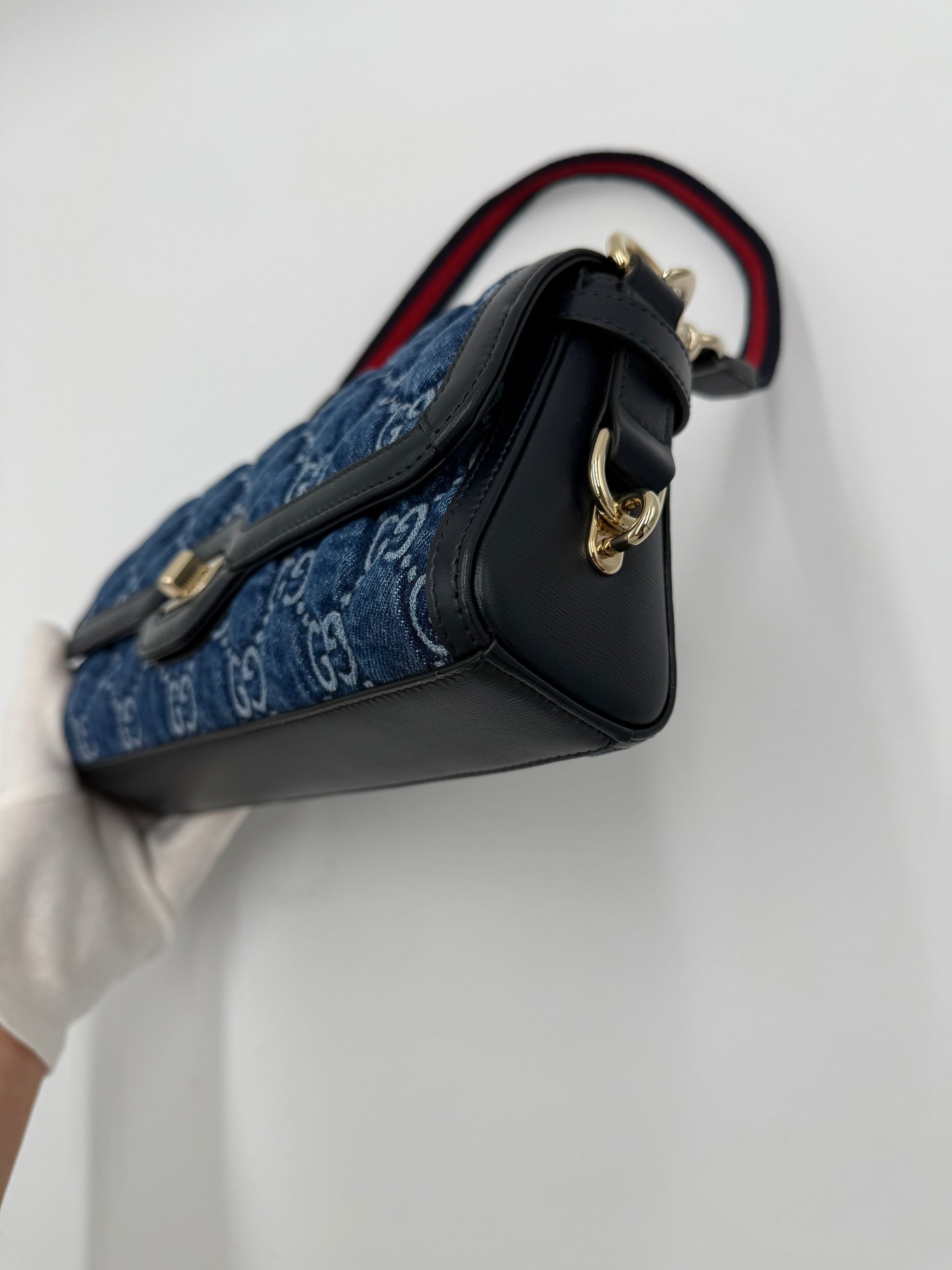 Gucci Borsa Luce a Spalla in Denim GG e Pelle - Pally Vintage Closet