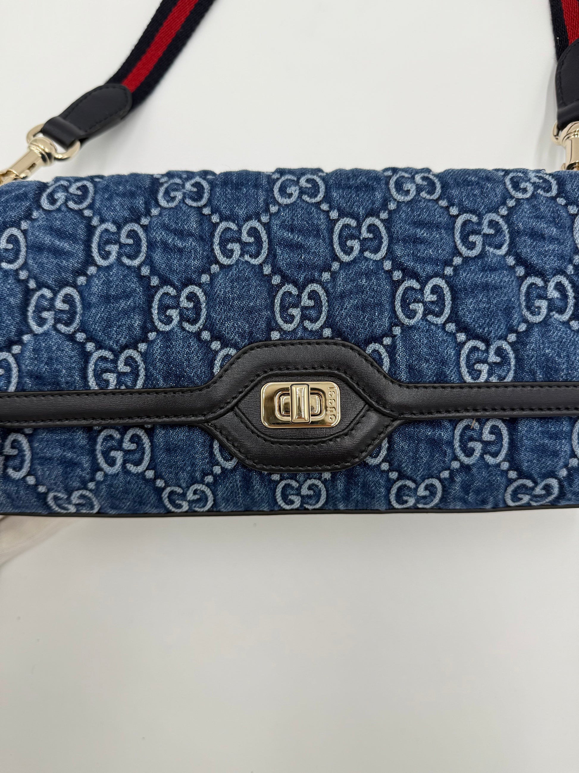 Gucci Borsa Luce a Spalla in Denim GG e Pelle - Pally Vintage Closet