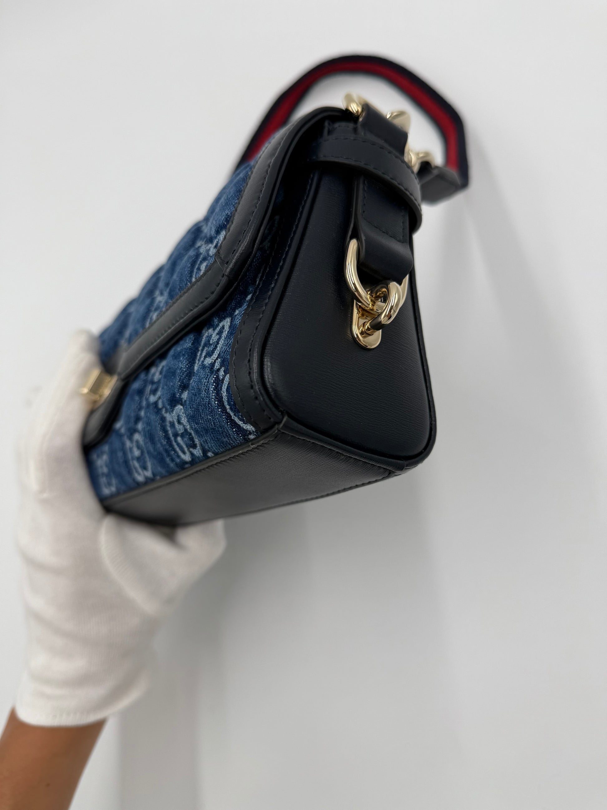 Gucci Borsa Luce a Spalla in Denim GG e Pelle - Pally Vintage Closet