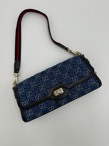 Gucci Borsa Luce a Spalla in Denim GG e Pelle - Pally Vintage Closet