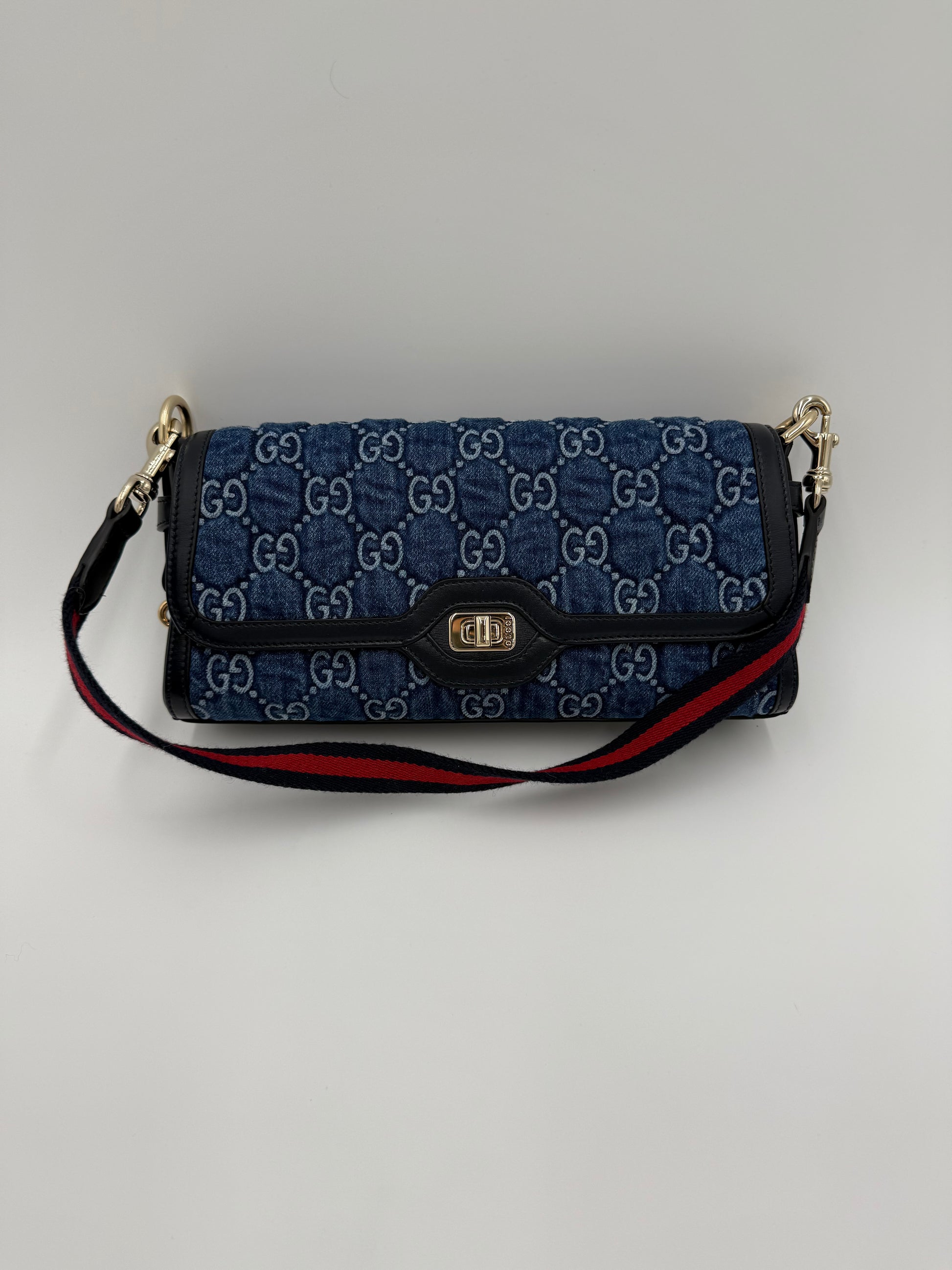 Gucci Borsa Luce a Spalla in Denim GG e Pelle - Pally Vintage Closet
