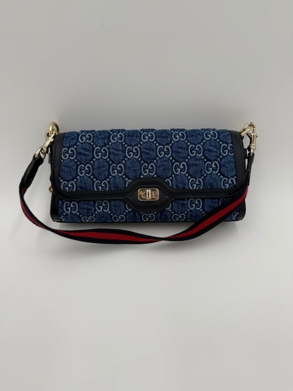 Gucci Borsa Luce a Spalla in Denim GG e Pelle - Pally Vintage Closet