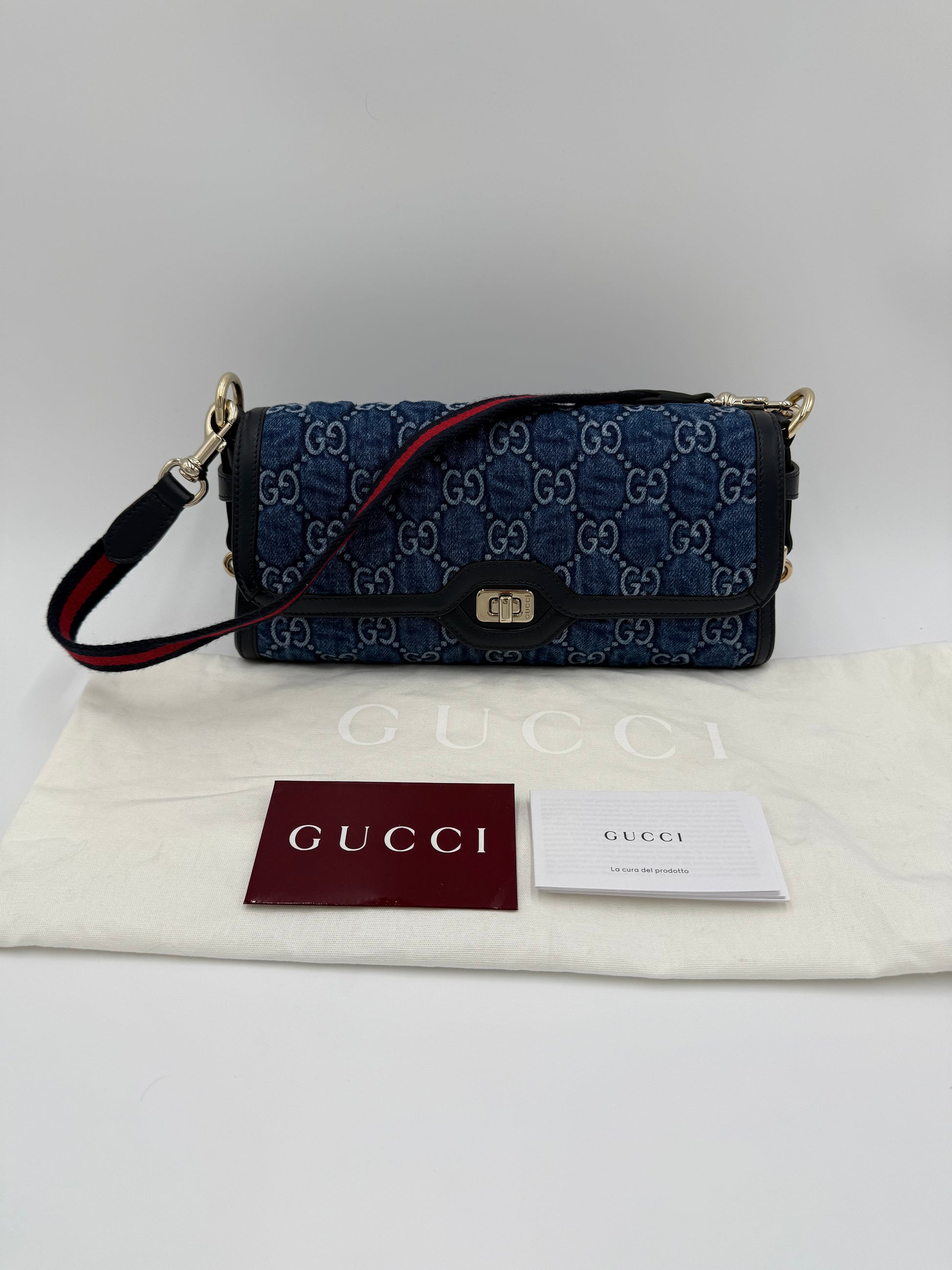 Gucci Borsa Luce a Spalla in Denim GG e Pelle - Pally Vintage Closet