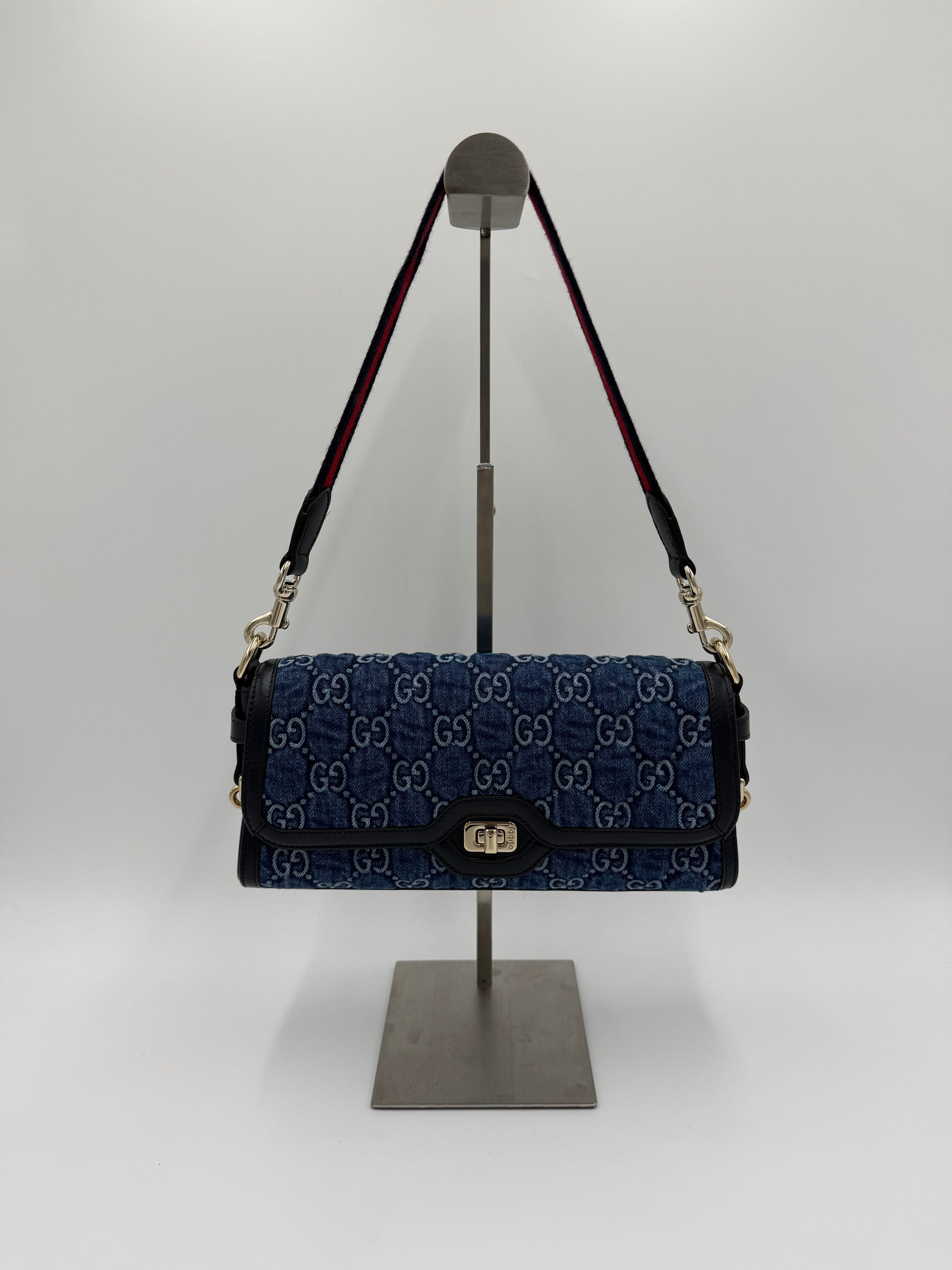 Gucci Borsa Luce a Spalla in Denim GG e Pelle - Pally Vintage Closet
