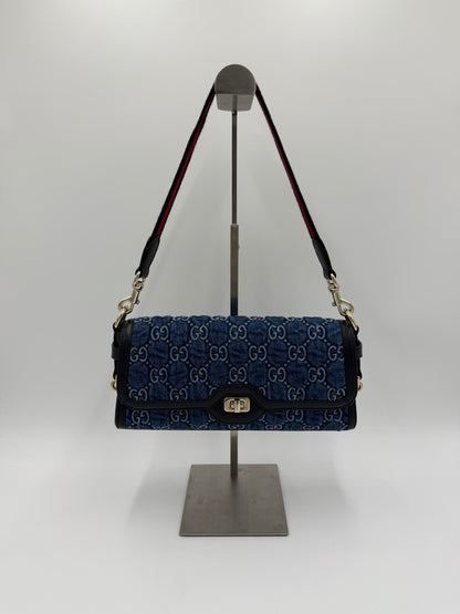 Gucci Borsa Luce a Spalla in Denim GG e Pelle - Pally Vintage Closet