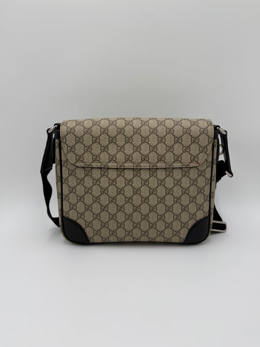 Gucci Borsa Messenger in Tela GG Supreme e Pelle Nera - Pally Vintage Closet