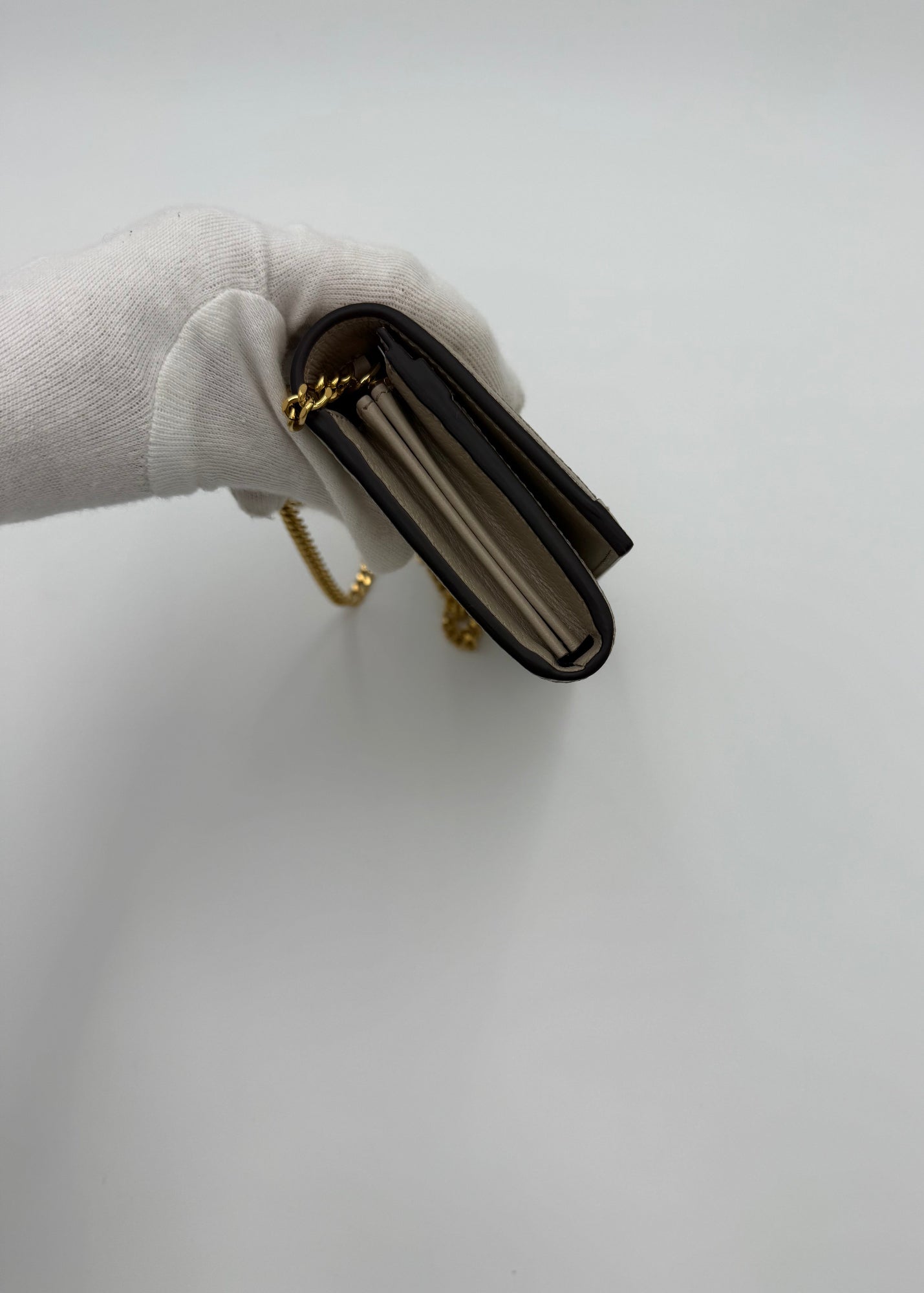 Gucci Borsa Ophidia Wallet on Chain Beige e Bianca