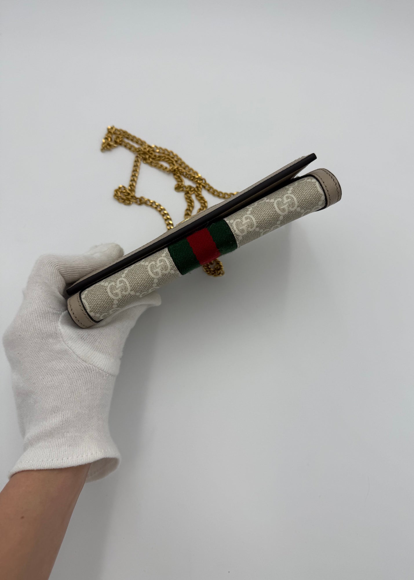 Gucci Borsa Ophidia Wallet on Chain Beige e Bianca