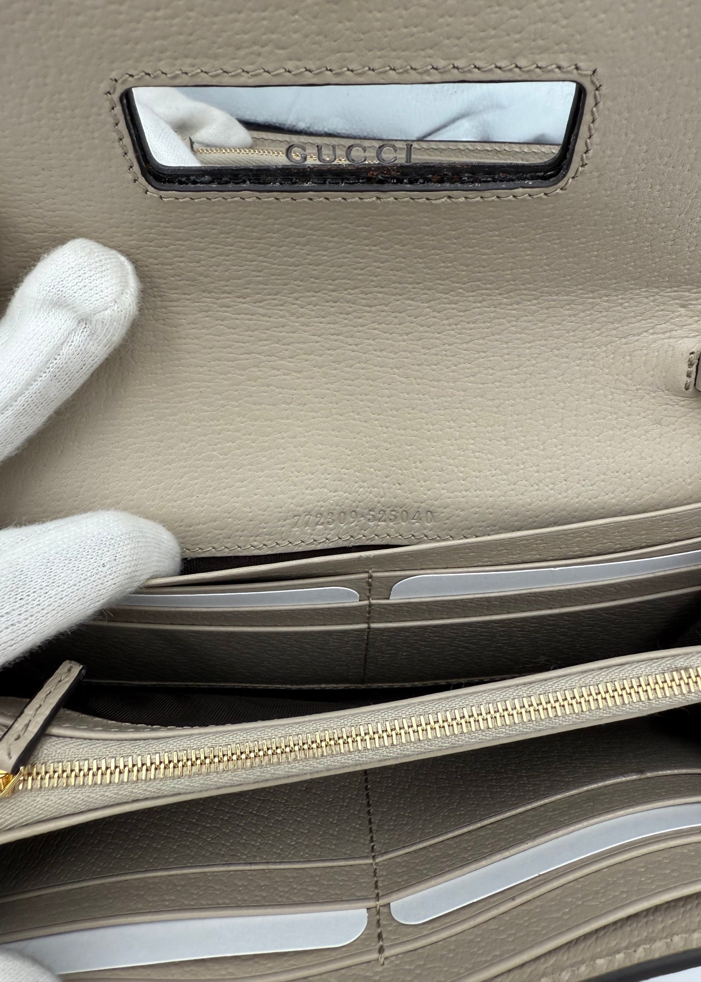 Gucci Borsa Ophidia Wallet on Chain Beige e Bianca