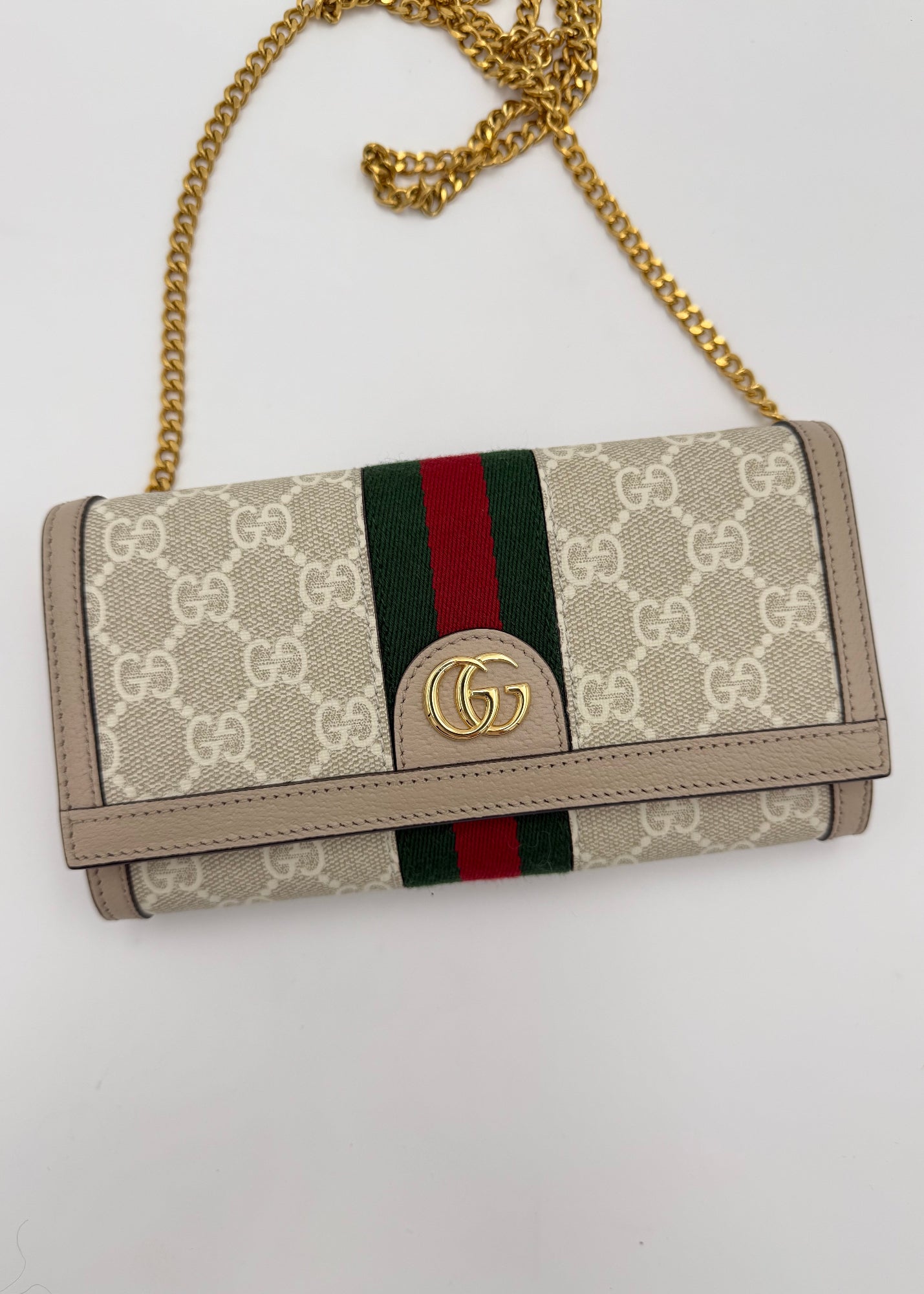 Gucci Borsa Ophidia Wallet on Chain Beige e Bianca