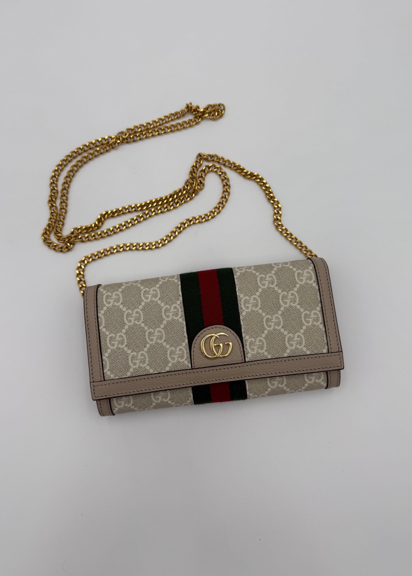 Gucci Borsa Ophidia Wallet on Chain Beige e Bianca