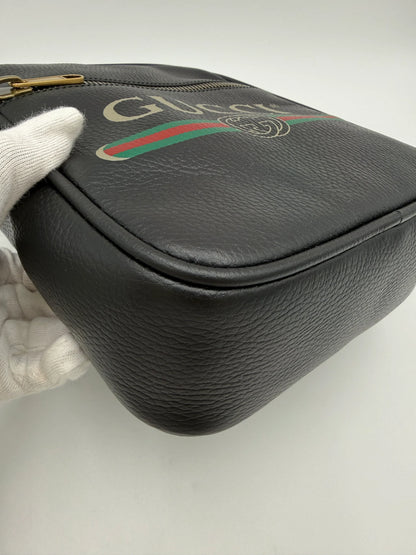 Gucci-Borsa-Print-Messenger-in-Pelle-Nera-70265937002820 - Pally Vintage Closet