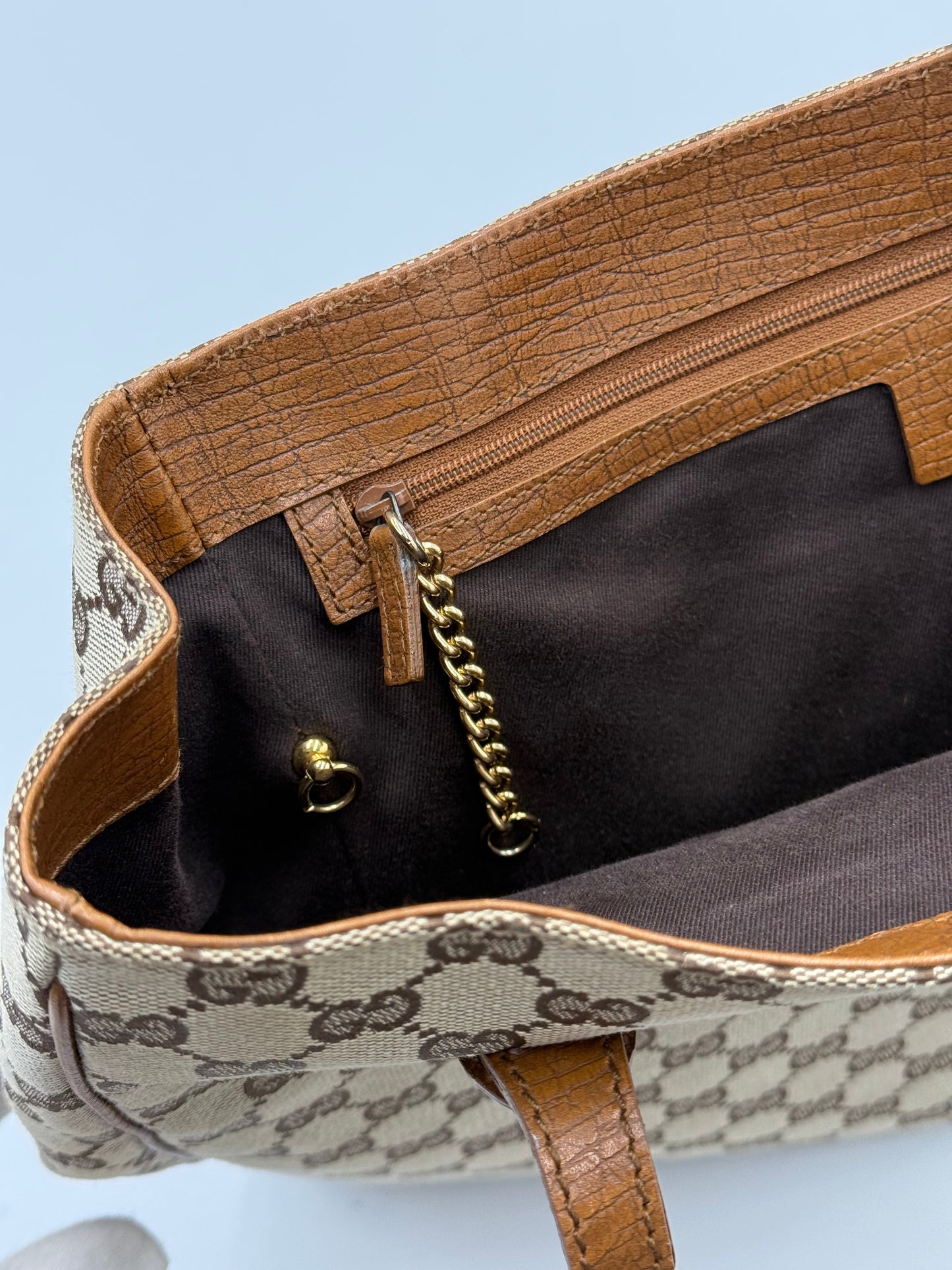 Gucci Borsa Tote Bamboo in Tela GG Canvas e Pelle Beige