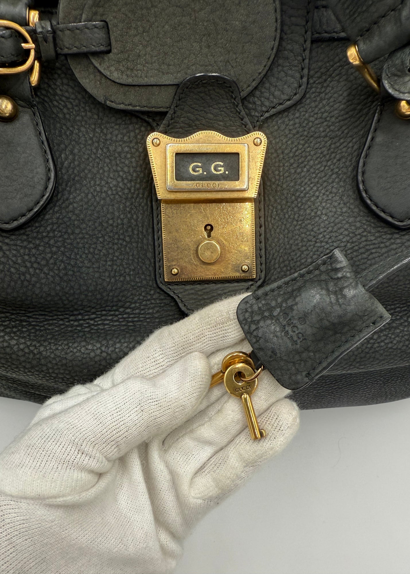 Gucci Borsa Tote Padlock Vintage Pelle Antracite