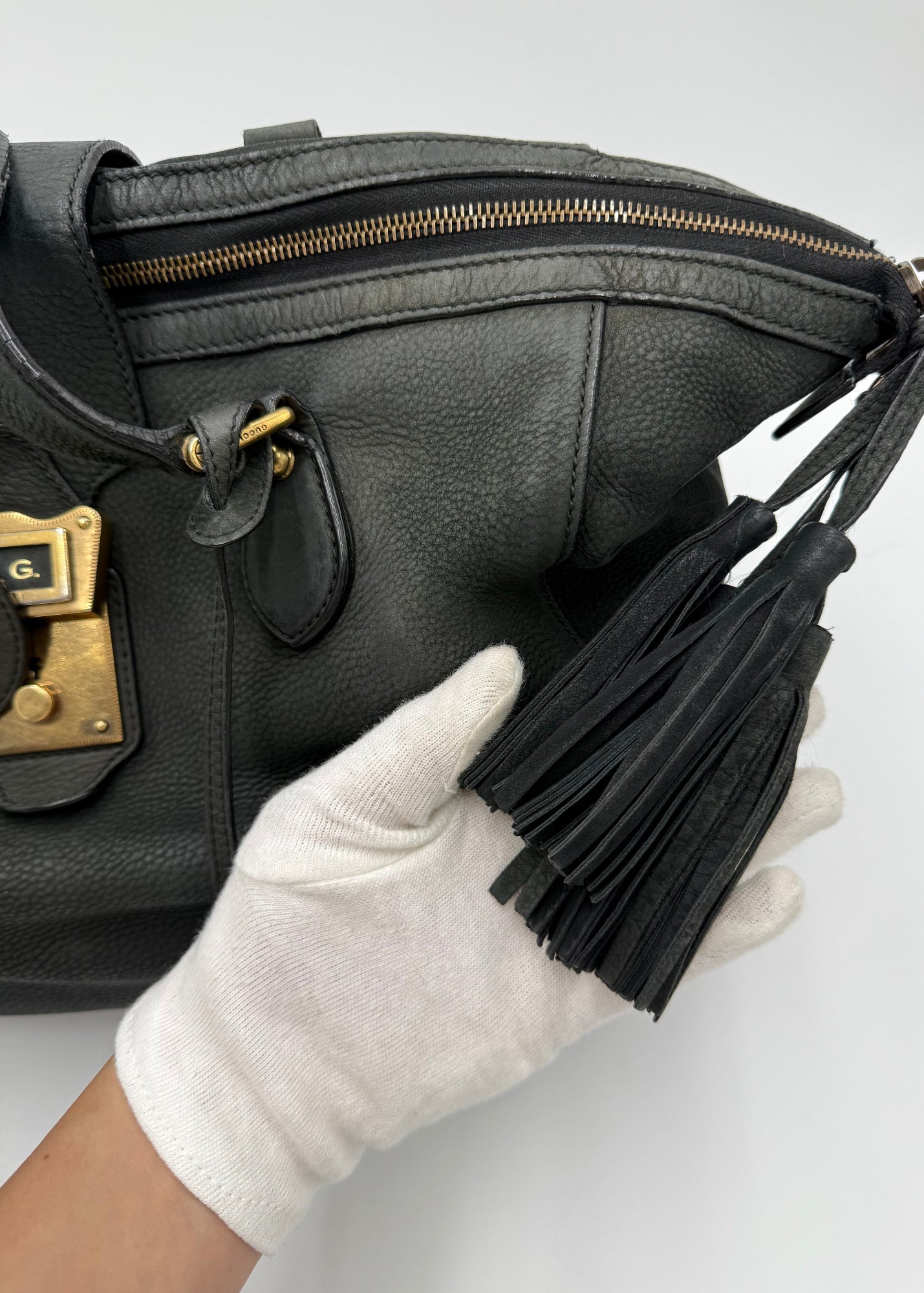 Gucci Borsa Tote Padlock Vintage Pelle Antracite