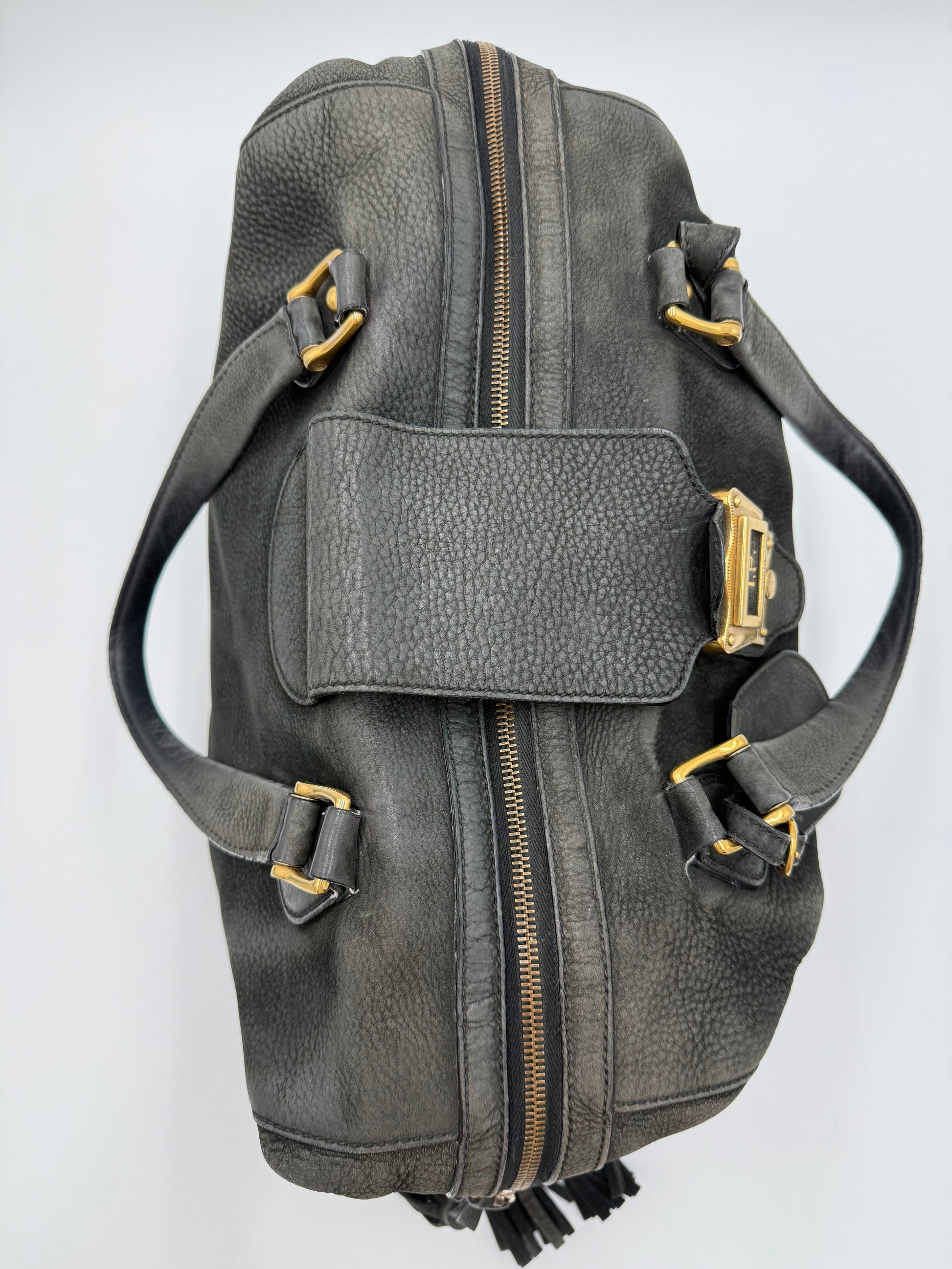 Gucci Borsa Tote Padlock Vintage Pelle Antracite con Iniziali Pally Vintage Closet