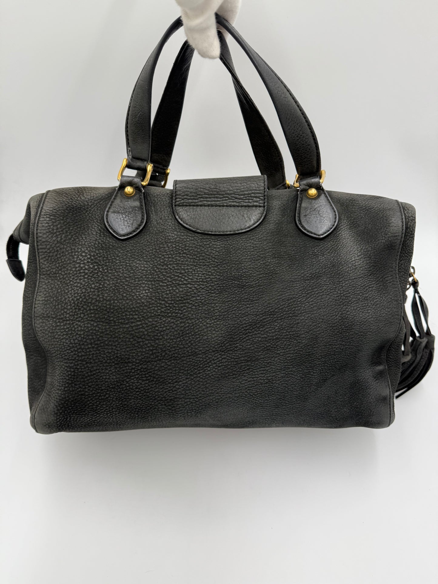 Gucci Borsa Tote Padlock Vintage Pelle Antracite con Iniziali Pally Vintage Closet