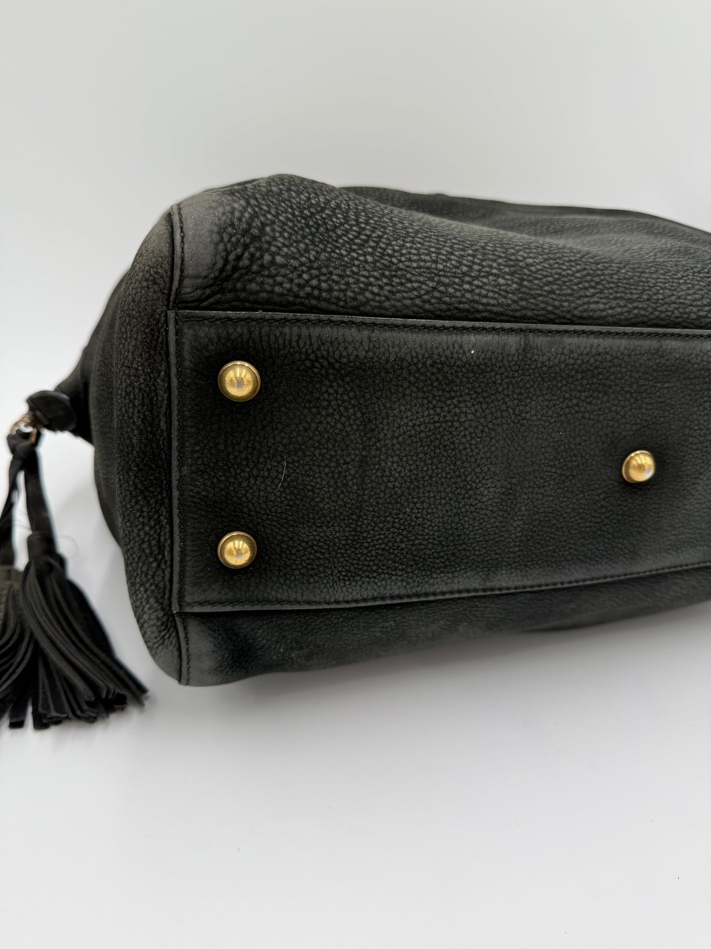 Gucci Borsa Tote Padlock Vintage Pelle Antracite con Iniziali Pally Vintage Closet