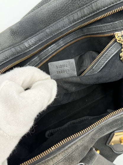 Gucci Borsa Tote Padlock Vintage Pelle Antracite con Iniziali Pally Vintage Closet