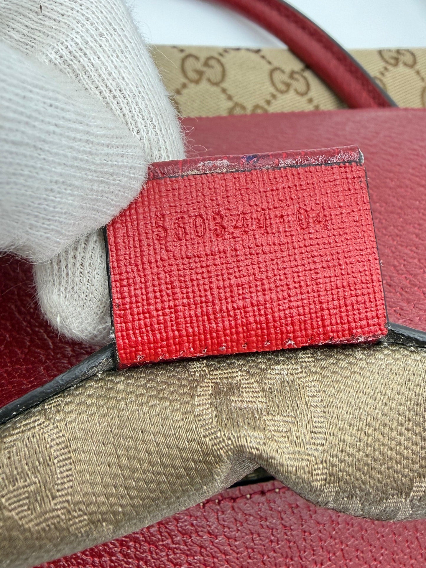 Gucci-Borsa-Tote-Soft-in-Tela-GG-Supreme-e-Pelle-Martellata-Rossa-70420575355204 - Pally Vintage Closet