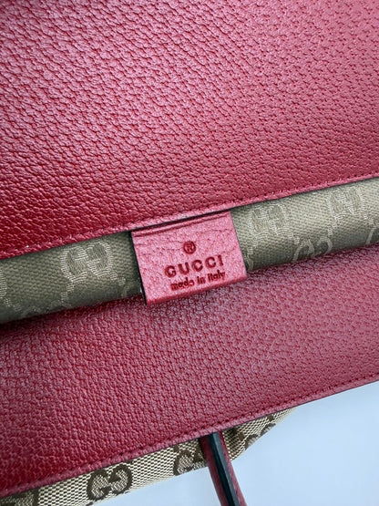 Gucci-Borsa-Tote-Soft-in-Tela-GG-Supreme-e-Pelle-Martellata-Rossa-70420575387972 - Pally Vintage Closet